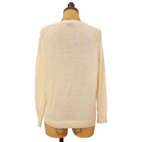 J Crew Summerweight Linen Blend Sweater Top Size XXS Crew Neck Ivory EUC B81 - Picture 3 of 5